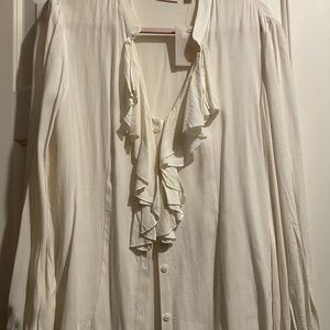 Eva Mendes for NY&Co white ruffle front top